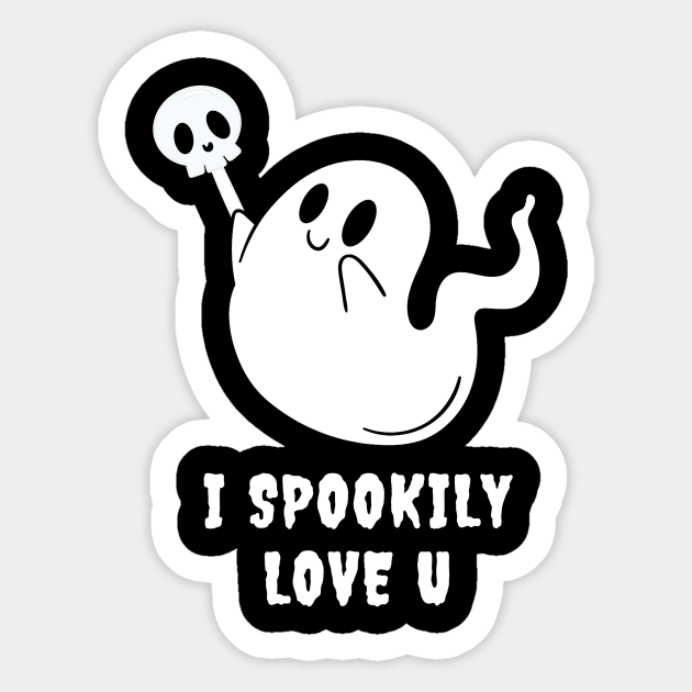 I Spookily Love You – Halloween Playful Ghost Sticker by MONLart